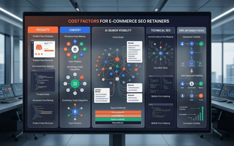 Cost factor infographic for e-commerce SEO retainers