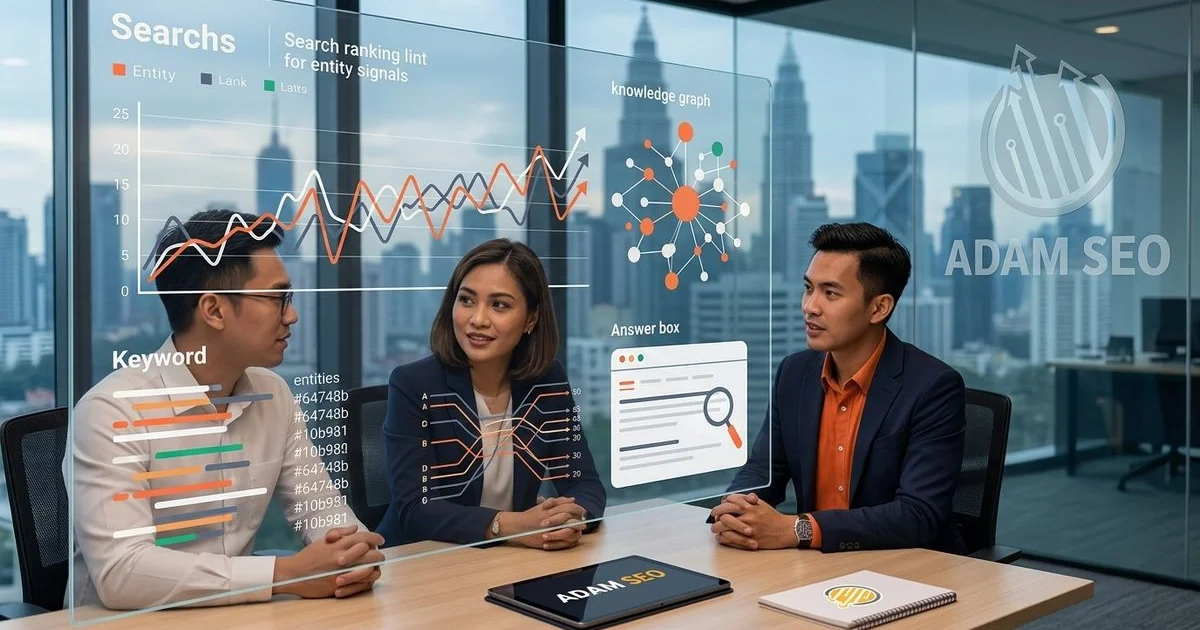 Consultant assessing AI search readiness scorecard with business stakeholders