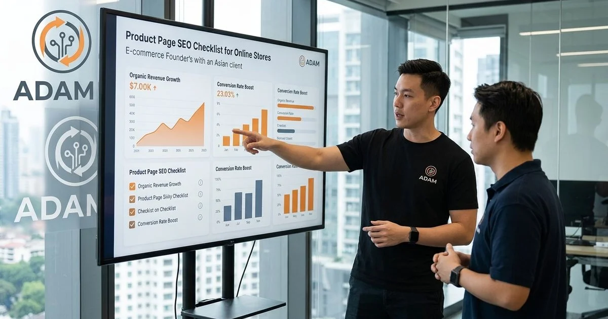 E-commerce team optimizing product page layout with SEO and conversion notes on wireframe