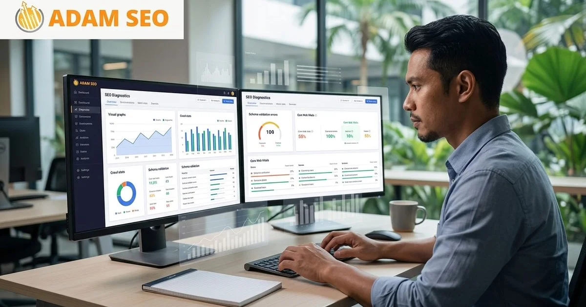 SEO consultant reviewing index coverage report with warning indicators